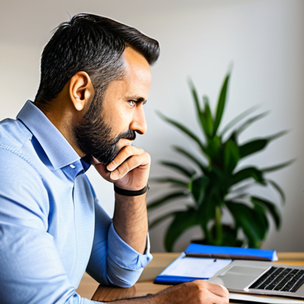 A diverse professional man, mid-30s, with short, neat hair, wearing a modest business casual outfit (collared shirt, sweater), sitting at a light wooden desk in a modern, sunlit home office. He is looking at a laptop screen displaying a colorful financial dashboard with charts and graphs. On the desk, there is an open planner, a pen, and a cup of coffee. The man has a focused, calm expression, reflecting clarity and control over his finances. The background is slightly blurred, showing a bookshelf and a plant. Fully clothed, appropriate attire, professional dress, safe for work, appropriate content, perfect anatomy, correct proportions, natural pose, well-formed hands, proper finger count, natural body proportions, professional photography, high quality.