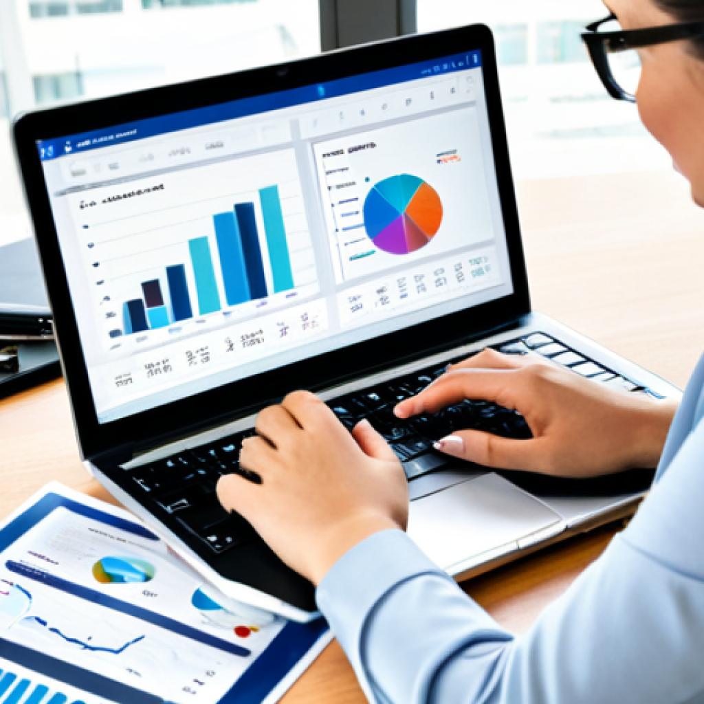Budgeting and Financial Planning**
A professional-looking workspace featuring a woman sitting at a desk, reviewing a budget spreadsheet on a laptop. The scene includes visuals like pie charts and graphs representing the 50/30/20 rule. She is fully clothed in business casual attire, appropriate for an office environment. The background is a clean, modern home office setup. Safe for work, appropriate content, professional, perfect anatomy, correct proportions, well-formed hands, natural pose, high quality.
**